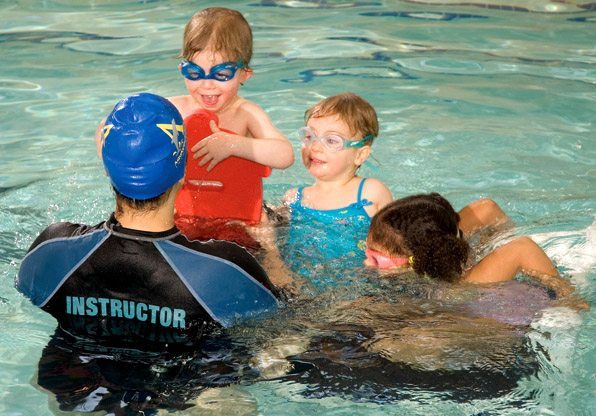 Swimming Instructor with Student Swimming Class